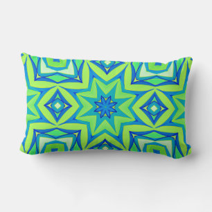 Abstracte Star Geometric - Lime Green en Blue Kussen