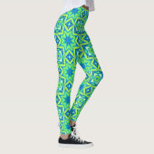 Abstracte Star Geometric - Lime Green en Blue Leggings (Rechts)