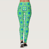 Abstracte Star Geometric - Lime Green en Blue Leggings (Achterkant)