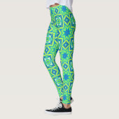 Abstracte Star Geometric - Lime Green en Blue Leggings (Links)