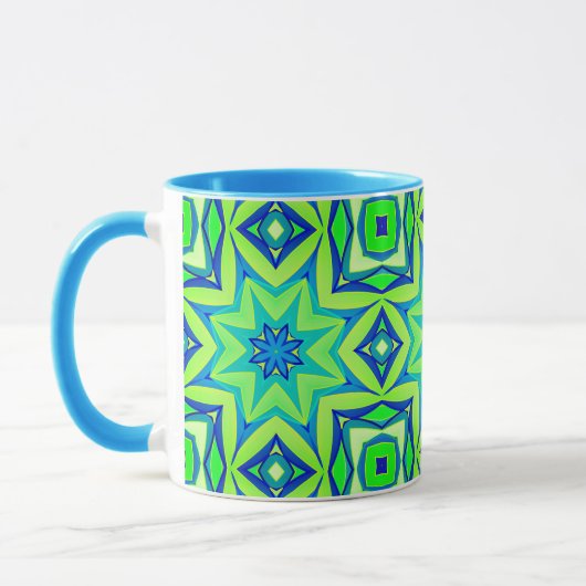 Abstracte Star Geometric - Lime Green en Blue Mok (Links)