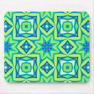 Abstracte Star Geometric - Lime Green en Blue Muismat