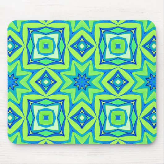 Abstracte Star Geometric - Lime Green en Blue Muismat (Voorkant)