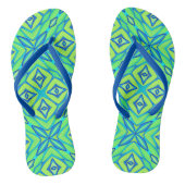 Abstracte Star Geometric - Lime Green en Blue Teenslippers (Voetbed)