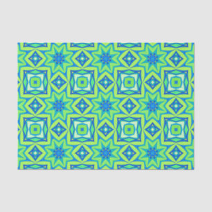 Abstracte Star Geometric - Lime Green en Blue Tissuepapier