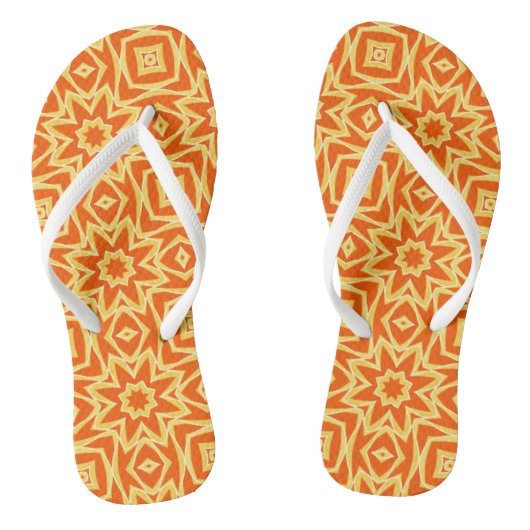 Abstracte Star Geometric Oranje and Gold Flip Flop (Voetbed)