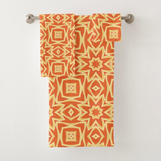 Abstracte Star Geometric - Oranje en Gold Bad Handdoek (Insitu)