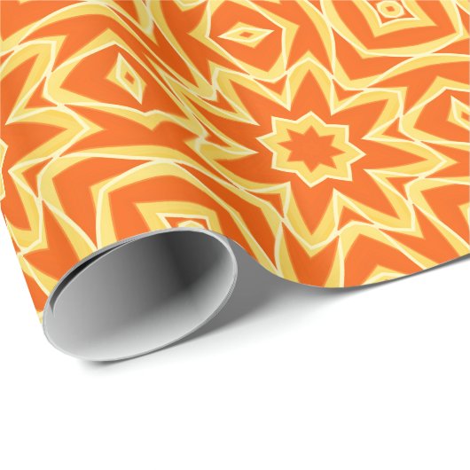 Abstracte Star Geometric - Oranje en Gold Cadeaupapier (Rol Hoek)