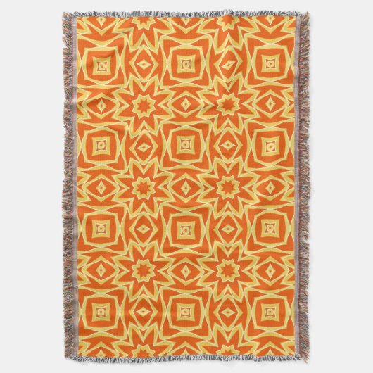 Abstracte Star Geometric - Oranje en Gold Deken (Voorkant Verticaal)