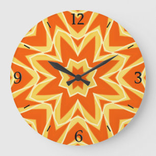 Abstracte Star Geometric - Oranje en Gold Grote Klok