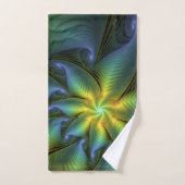 Abstracte Star, glimmende Blauwe Groene Golden Fra Bad Handdoek (Handdoek)