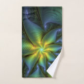 Abstracte Star, glimmende Blauwe Groene Golden Fra Bad Handdoek (Handdoek)