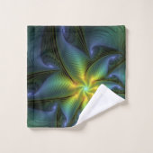 Abstracte Star, glimmende Blauwe Groene Golden Fra Bad Handdoek (Wasdoekje)