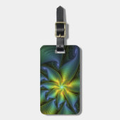 Abstracte Star, glimmende Blauwe Groene Golden Fra Bagagelabel (Voorkant verticaal)