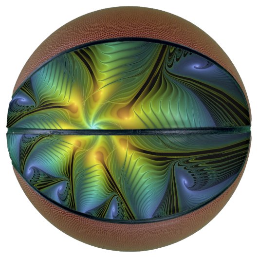 Abstracte Star, glimmende Blauwe Groene Golden Fra Basketbal (Voorkant)