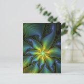 Abstracte Star, glimmende Blauwe Groene Golden Fra Briefkaart (Staand voorkant)