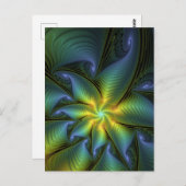 Abstracte Star, glimmende Blauwe Groene Golden Fra Briefkaart (Voorkant / Achterkant)