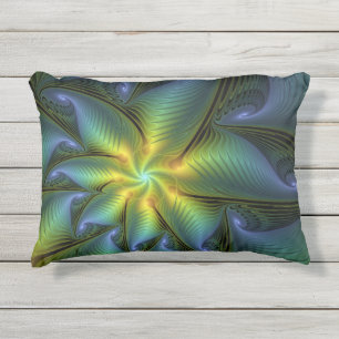 Abstracte Star, glimmende Blauwe Groene Golden Fra Buitenkussen
