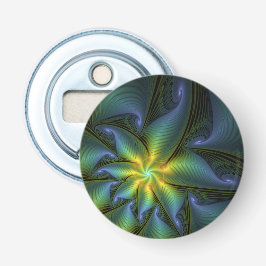 Abstracte Star, glimmende Blauwe Groene Golden Fra Button Flesopener