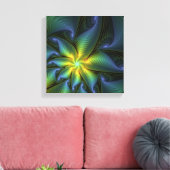 Abstracte Star, glimmende Blauwe Groene Golden Fra Canvas Afdruk (Insitu (Woonkamer))