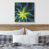 Abstracte Star, glimmende Blauwe Groene Golden Fra Canvas Afdruk (Insitu (Slaapkamer))