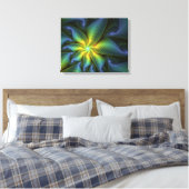 Abstracte Star, glimmende Blauwe Groene Golden Fra Canvas Afdruk (Insitu (Slaapkamer))