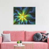 Abstracte Star, glimmende Blauwe Groene Golden Fra Canvas Afdruk (Insitu (Woonkamer))