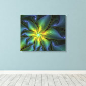 Abstracte Star, glimmende Blauwe Groene Golden Fra Canvas Afdruk (Insitu (Houten vloer))
