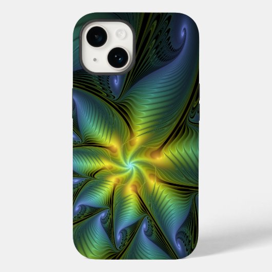 Abstracte Star, glimmende Blauwe Groene Golden Fra Case-Mate iPhone Case (Achterkant)