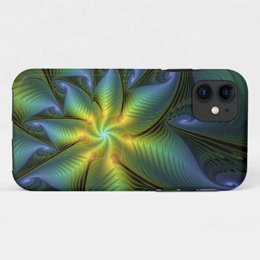Abstracte Star, glimmende Blauwe Groene Golden Fra Case-Mate iPhone Case (Achterkant (horizontaal))