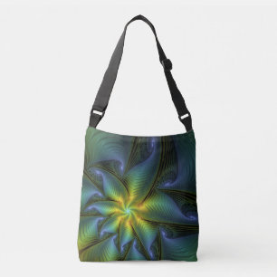 Abstracte Star, glimmende Blauwe Groene Golden Fra Crossbody Tas