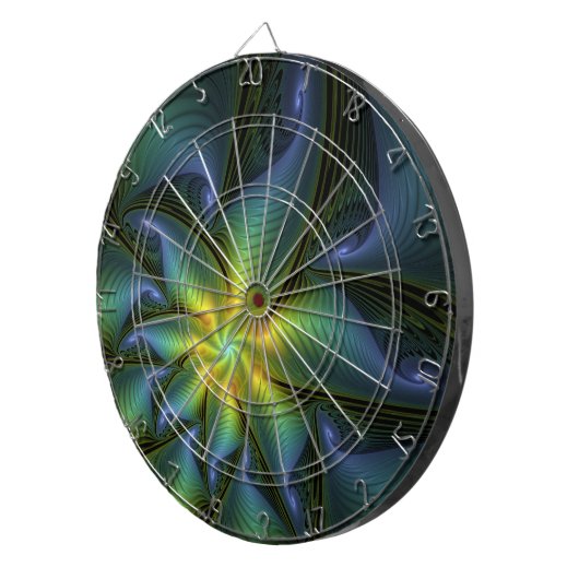 Abstracte Star, glimmende Blauwe Groene Golden Fra Dartbord (Voorkant Rechts)