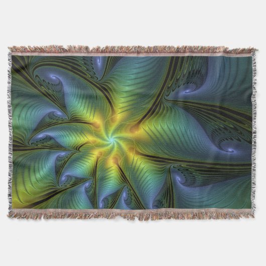 Abstracte Star, glimmende Blauwe Groene Golden Fra Deken (Voorkant)