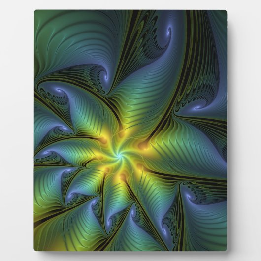 Abstracte Star, glimmende Blauwe Groene Golden Fra Fotoplaat (Voorkant)