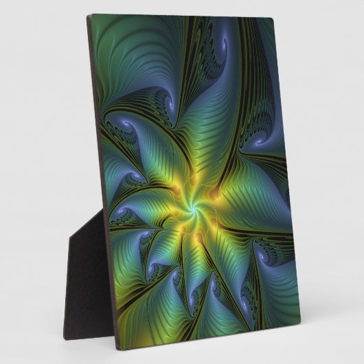 Abstracte Star, glimmende Blauwe Groene Golden Fra Fotoplaat (Zijkant)