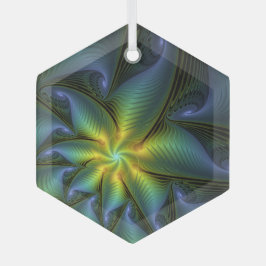 Abstracte Star, glimmende Blauwe Groene Golden Fra Glas Ornament