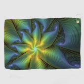 Abstracte Star, glimmende Blauwe Groene Golden Fra Golfhanddoek (Horizontaal)