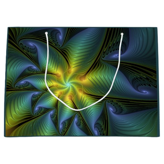 Abstracte Star, glimmende Blauwe Groene Golden Fra Groot Cadeauzakje (Voorkant)