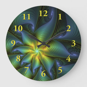 Abstracte Star, glimmende Blauwe Groene Golden Fra Grote Klok