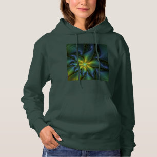 Abstracte Star, glimmende Blauwe Groene Golden Fra Hoodie