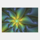 Abstracte Star, glimmende Blauwe Groene Golden Fra Inpakpapier Vel (Voorkant)