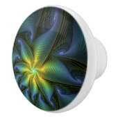 Abstracte Star, glimmende Blauwe Groene Golden Fra Keramische Knop (Rechts)