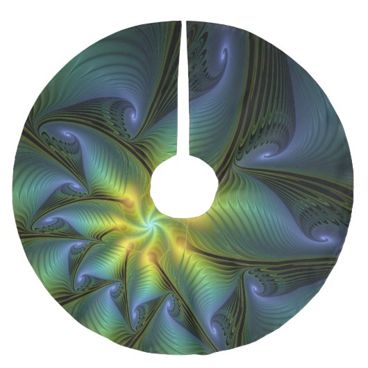 Abstracte Star, glimmende Blauwe Groene Golden Fra Kerstboom Rok (Voorkant)