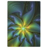 Abstracte Star, glimmende Blauwe Groene Golden Fra Klembord (Achterkant)