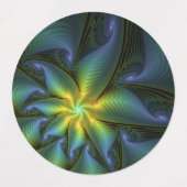 Abstracte Star, glimmende Blauwe Groene Golden Fra Labels (Design 2)