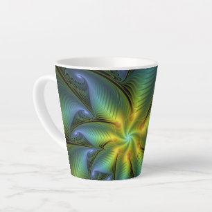 Abstracte Star, glimmende Blauwe Groene Golden Fra Latte Mok