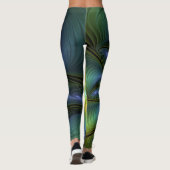 Abstracte Star, glimmende Blauwe Groene Golden Fra Leggings (Achterkant)