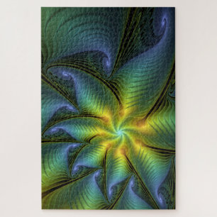 Abstracte Star, glimmende Blauwe Groene Golden Fra Legpuzzel