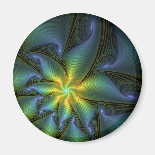 Abstracte Star, glimmende Blauwe Groene Golden Fra Magneet (Voorkant)