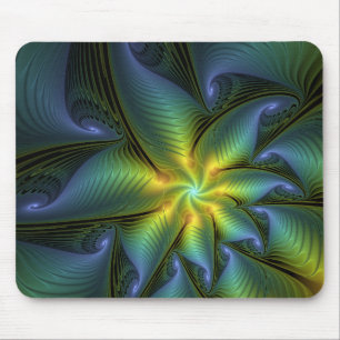Abstracte Star, glimmende Blauwe Groene Golden Fra Muismat